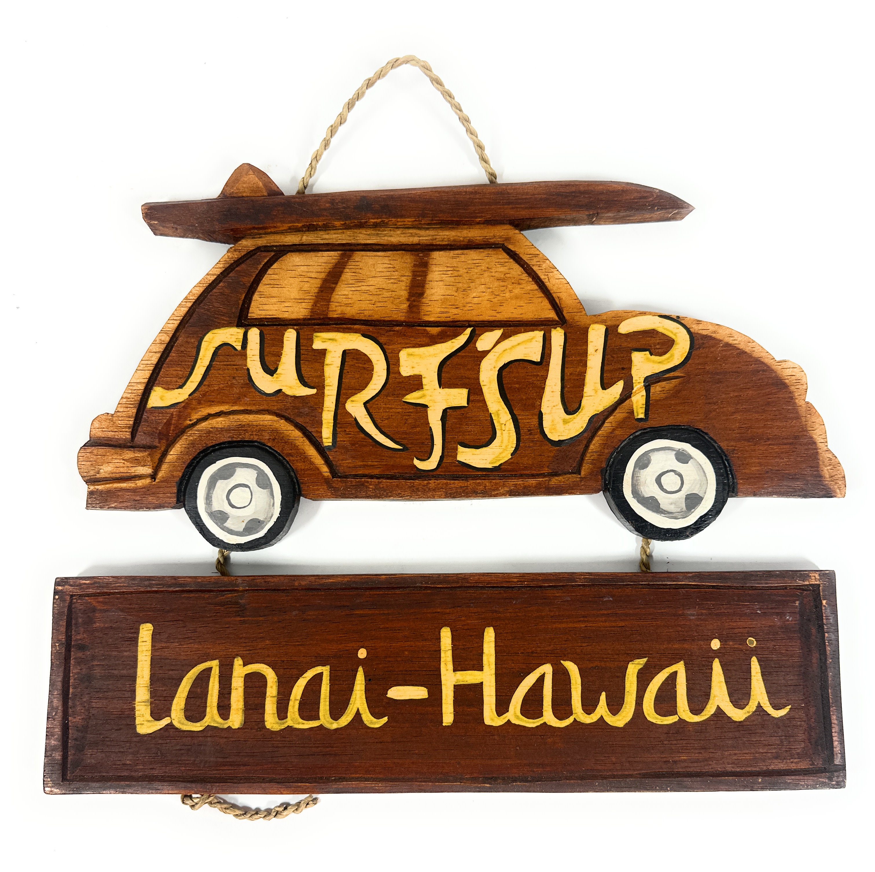 Surf's Up, Lanai - Hawaii Woody Car Sign 15 in - Surf Decor | #dpt5173 Surf's Up, Lanai - Hawaii Woody Car Sign 15 in - Surf Decor | #dpt5173